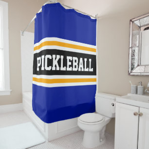 Rideaux De Douche PICKLEBALL Sport bleu foncé Rayures de course noir
