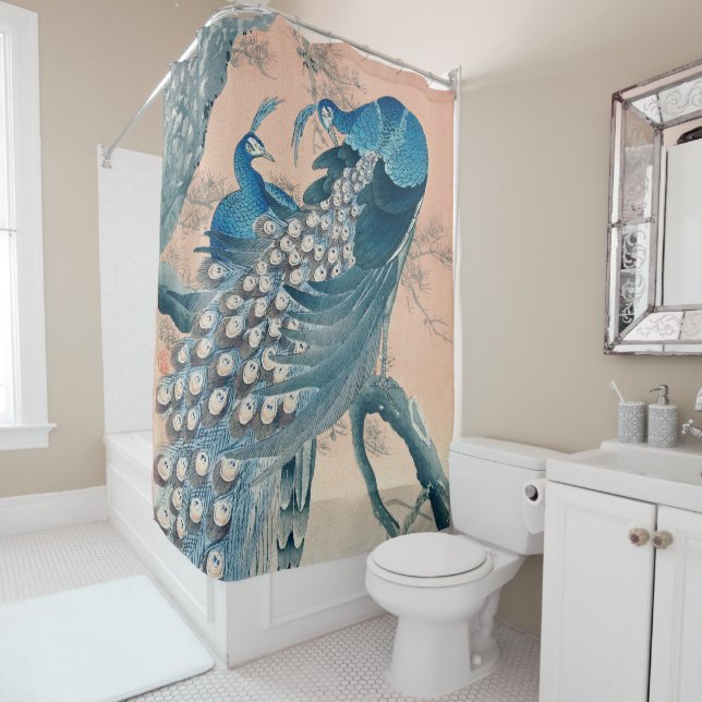 Rideaux De Douche Pics Turquoises Bleus (En situation)
