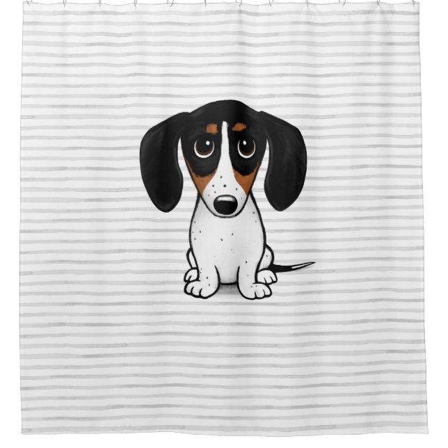 Rideaux De Douche Piebald Dachshund mignon dessin animé Chien chiot (Devant)