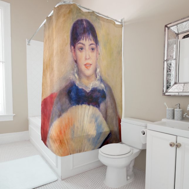 Rideaux De Douche Pierre-Auguste Renoir - Fille avec un ventilateur (En situation)