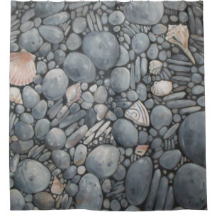 Rideaux De Douche Pierres de plage Coques Galets Rochers Peinture Ar