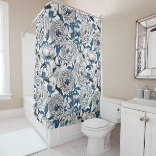 Rideaux De Douche Pies blanches et mésanges bleues