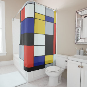 Rideaux De Douche Piet Mondrian - Composition Abstrait géométrique