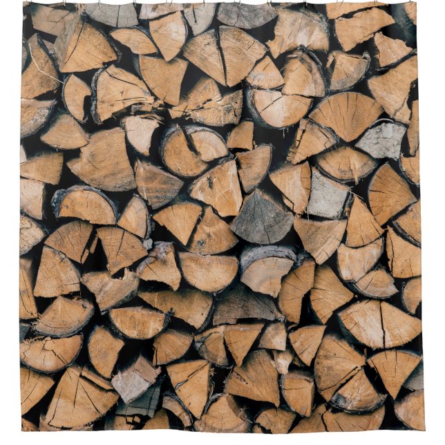 Rideaux De Douche Pile de bois de chauffage brun (Devant)