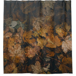 RIDEAUX DE DOUCHE PILE DE FEUILLES BROWN EN MAPLE