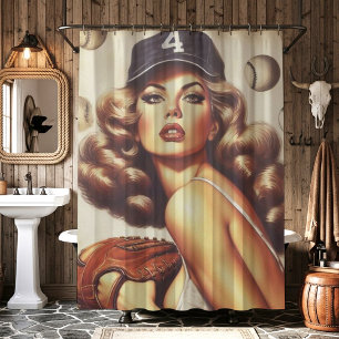 Rideaux De Douche Pin-up de baseball vintage
