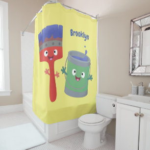 Rideaux De Douche Pinceau et personnages de dessin animé mignons