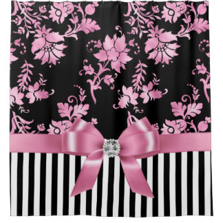 Rideaux De Douche Pinceau rose Glam - Pinceau rose-Noir - Papillons 