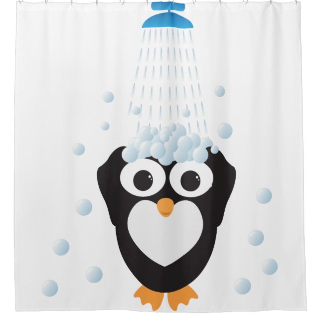 Rideaux De Douche Pingouin mignon prenant une douche (Devant)