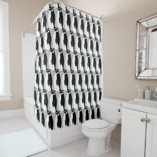 Rideaux De Douche Pingouin Motif gris noir blanc