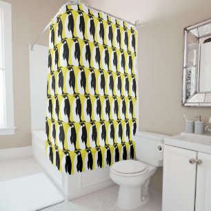 Rideaux De Douche Pingouin Motif Jaune Blanc Noir