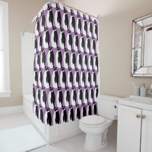 Rideaux De Douche Pingouin noir blanc pourpre Motif