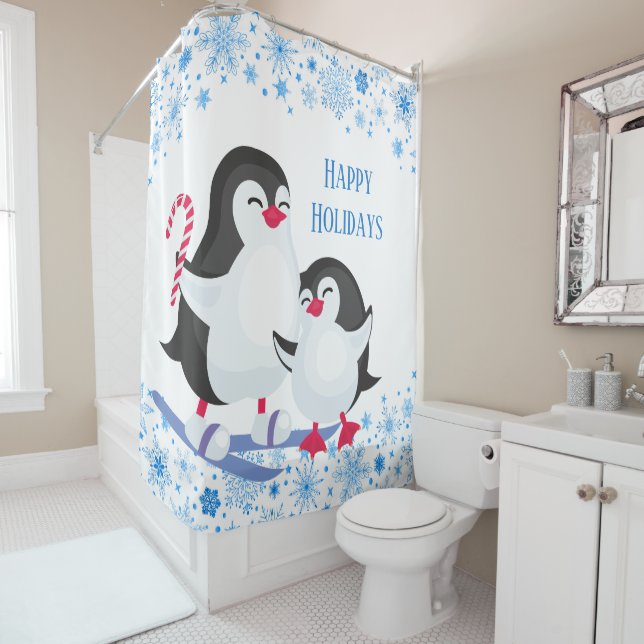 Rideaux De Douche Pingouins de Noël festifs Fêtes (En situation)