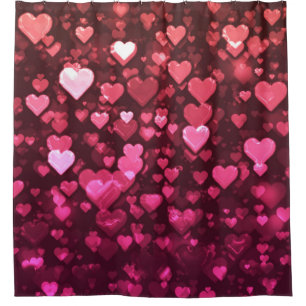 Rideaux De Douche Pink Bokeh Hearts papier peint Arrière - plan numé