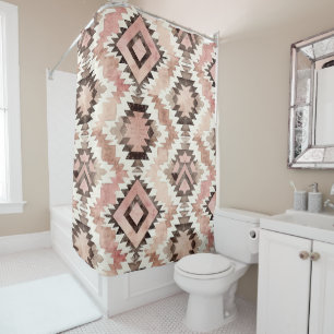 Rideaux De Douche Pink Brown Cowgirl Southwestern Tribal