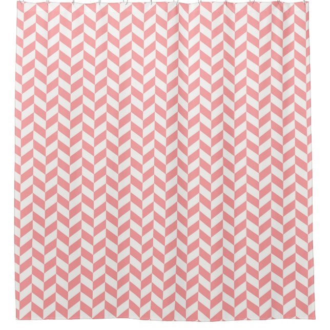 Rideaux De Douche Pink & Cream Herringbone Moderne Motif sans coutur (Devant)