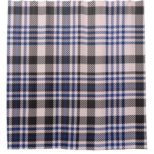 Rideaux De Douche Pink Navy Glen Plaid texturé transparent (Devant)