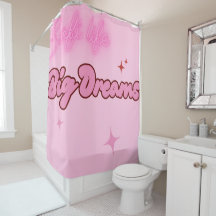 Pink soft life big dreams shower curtain