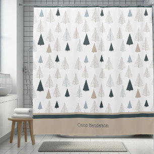 Rideaux De Douche Pins primitifs sur blanc