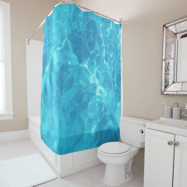 Rideaux De Douche Piscine aquatique Amusement | Bleu | (En situation)