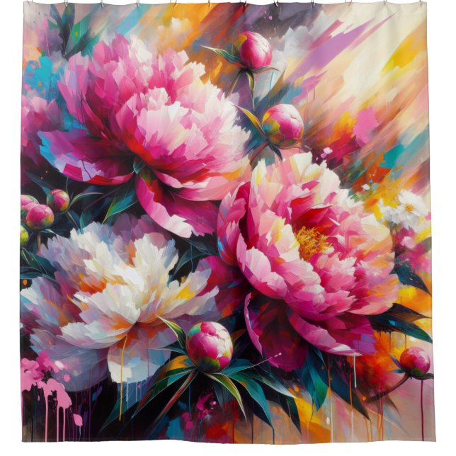 Rideaux De Douche Pivoines Acryliques (Devant)