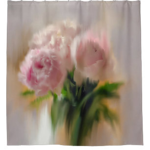 Rideaux De Douche Pivoines roses rêveuses dans un vase blanc