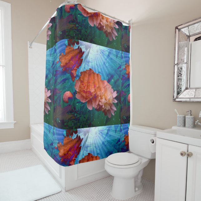 Rideaux De Douche Pivoines sous l'eau (En situation)