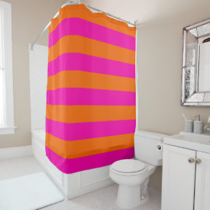 Rideaux De Douche PixDezines Hot Pink/Orange/Stripes Réglable