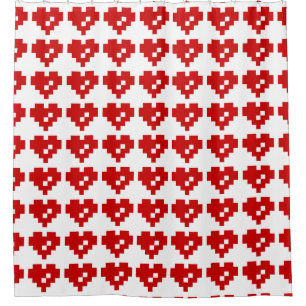 Rideaux De Douche Pixel Coeur 8 bits Amour