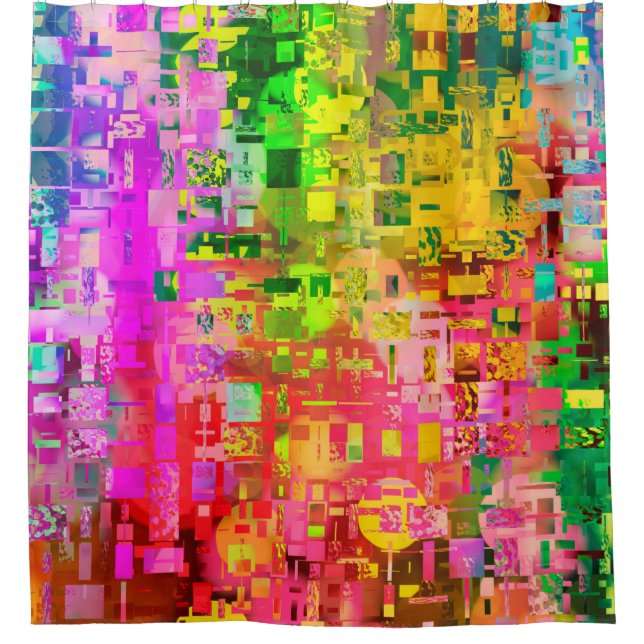 Rideaux De Douche Pixel d'artefact abstrait couleur (Devant)