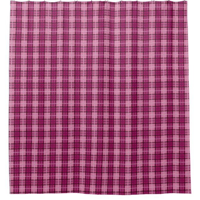Rideaux De Douche Pixel Plaid_Magenta-Black (Devant)