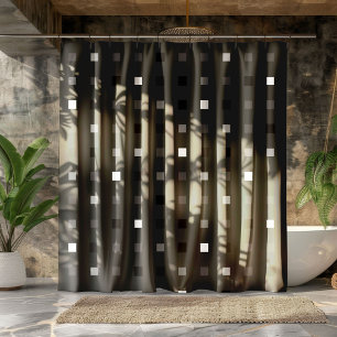Rideaux De Douche Pixels Joués Vérifier le Motif noir gris