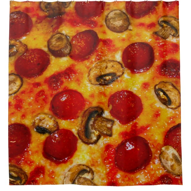 Rideaux De Douche Pizza au pepperoni et champignon (Devant)