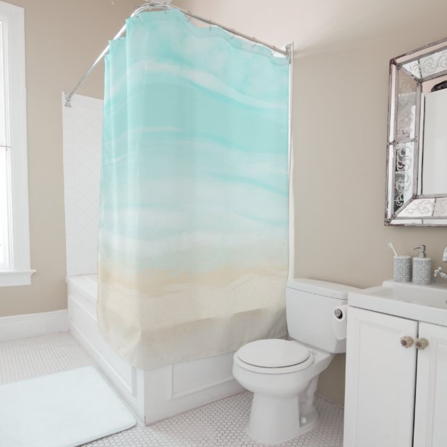 Rideaux De Douche Plage Abstraite Moderne (En situation)