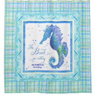 Rideaux De Douche Plage appelle Seahorse Ocean Decor aquarelle