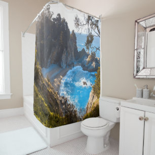 Rideaux De Douche Plage Cachée Paradis Vagues Océaniques
