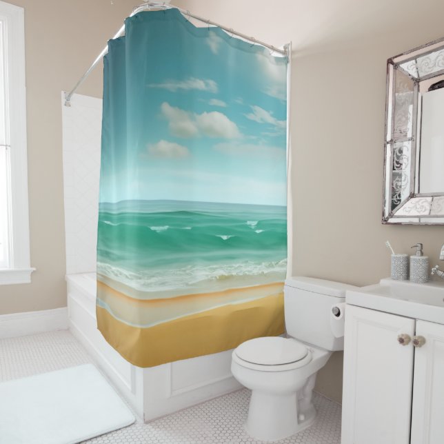 Rideaux De Douche Plage calme (En situation)