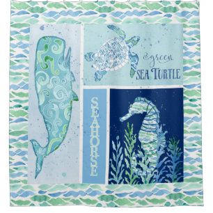 Rideaux De Douche Plage de la côte Motif d'Ocean Modern Wave
