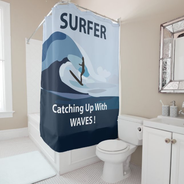 Rideaux De Douche Plage de surfeur Surfing  (En situation)