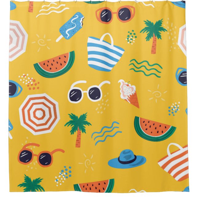 Rideaux De Douche Plage d'été : Motif coloré sans couture (Devant)