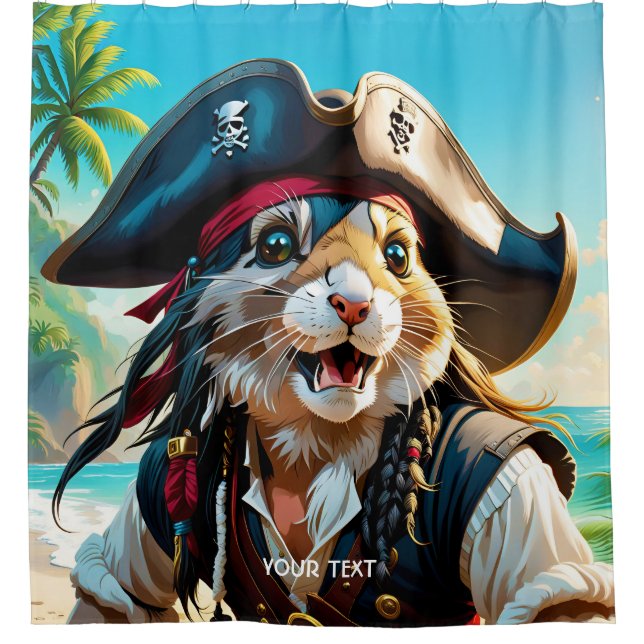 Rideaux De Douche Plage Imaginaire Pirate Cat (Devant)