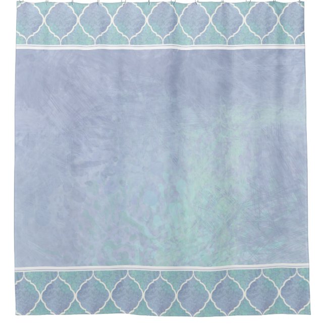 Rideaux De Douche Plage Océan Arabesque Carreaux marocain Bleu front (Devant)