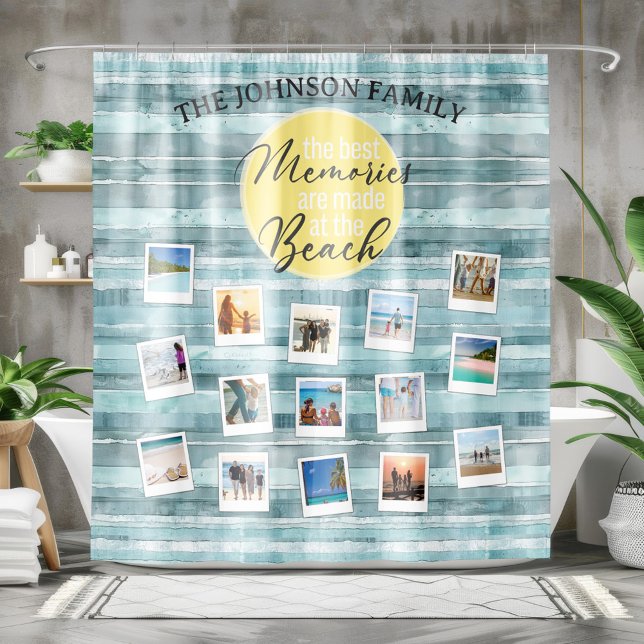Rideaux De Douche Plage Photo (Add your own photo beach memories shower curtain for beach themed bathrooms)