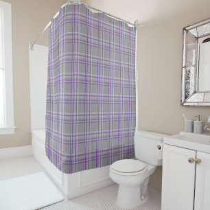 Rideaux De Douche Plaid classique tartan. Gris, lilas
