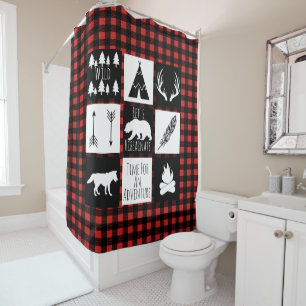 Rideaux De Douche Plaid de Buffalo Check Wilderness & Animaux Rustiq