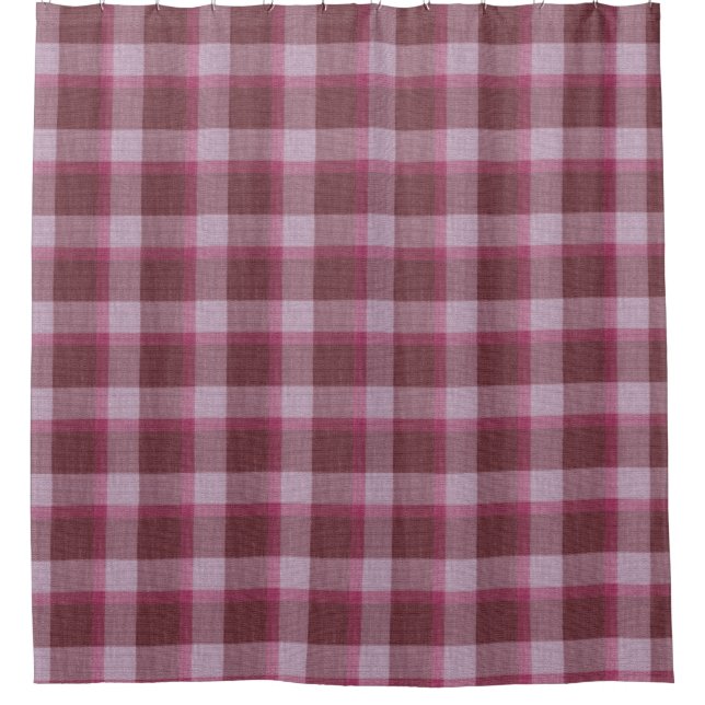 Rideaux De Douche Plaid de tartan rose mou Showertime (Devant)
