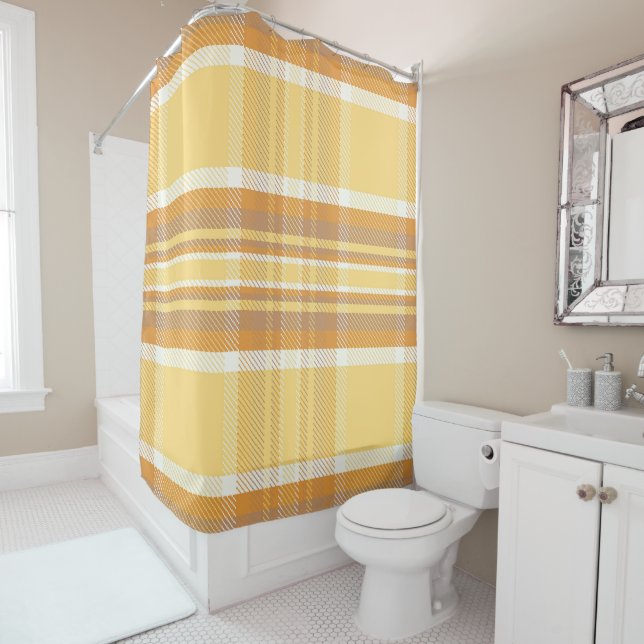 Rideaux De Douche Plaid en or CP (En situation)