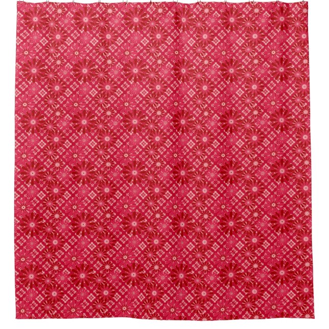 Rideaux De Douche Plaid, floral, plaid, rouge, rouge, rustique (Devant)