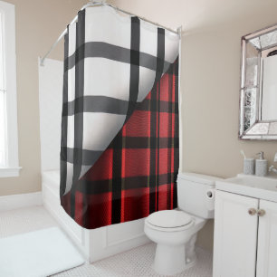 Rideaux De Douche Plaid Moderne Abstraite Rouge Noir Plaid Collectio