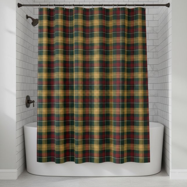 Rideaux De Douche Plaid Pattern Shower Curtain - Green, Red, (Créateur téléchargé)